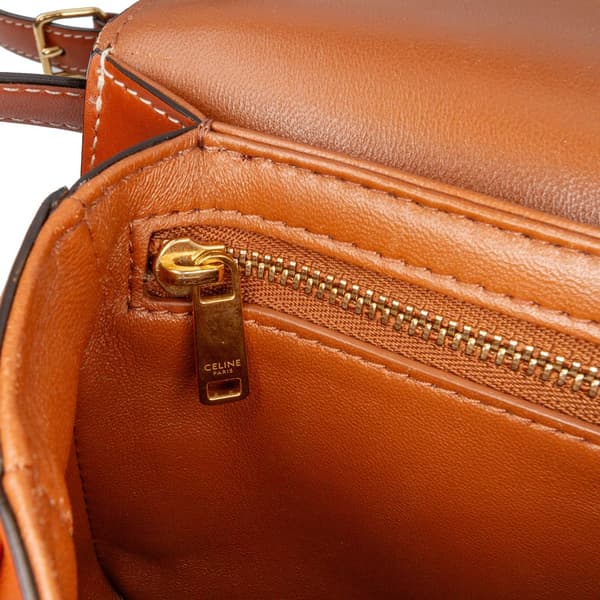 Pre-owned Celine Teen Coated Canvas Triomphe Crossbody Brown