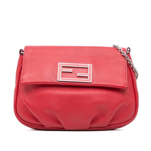 Pre-owned Fendi Leather Fendista Pochette Crossbody Red