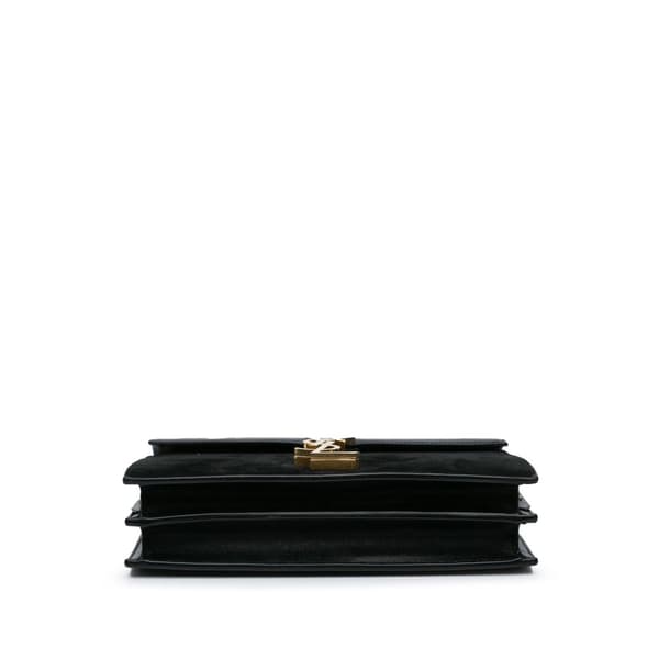Pre-owned Saint Laurent Suede and Calfskin Monogram Cassandra Clasp Bag Black