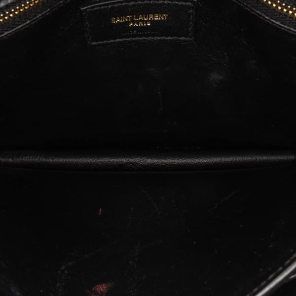 Pre-owned Saint Laurent Suede and Calfskin Monogram Cassandra Clasp Bag Black