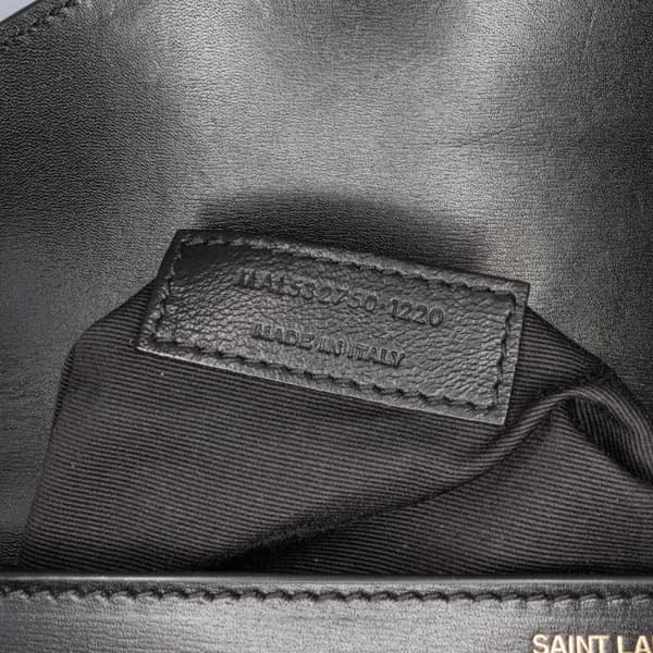 Pre-owned Saint Laurent Suede and Calfskin Monogram Cassandra Clasp Bag Black