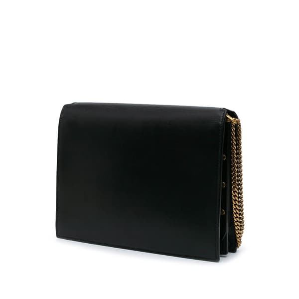 Pre-owned Saint Laurent Suede and Calfskin Monogram Cassandra Clasp Bag Black
