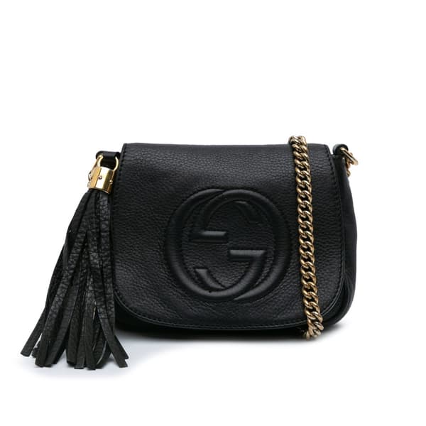 Pre-owned Gucci Small Leather Soho Chain Flap Crossbody Black