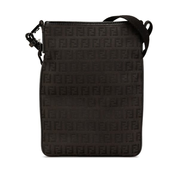 Pre-owned Fendi Zucchino Canvas Crossbody Black