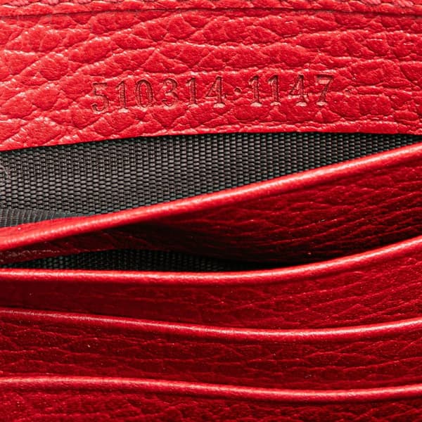 Pre-owned Gucci Leather Interlocking G Dollar Wallet on Chain Red
