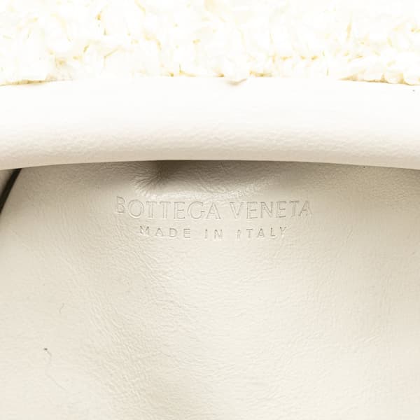 Pre-owned Bottega Veneta Boucle Raffia The Mini Pouch White