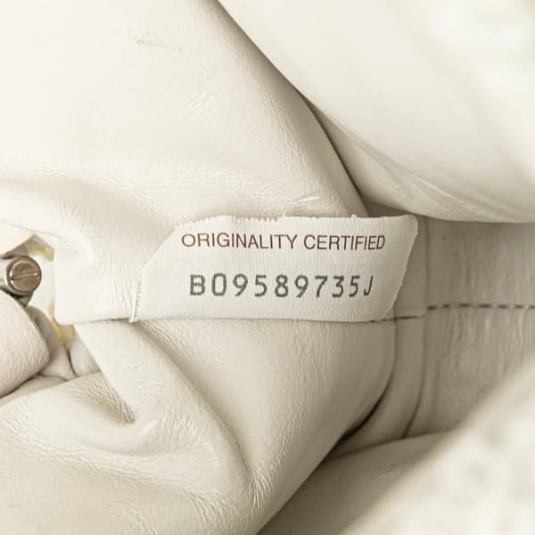 Pre-owned Bottega Veneta Boucle Raffia The Mini Pouch White