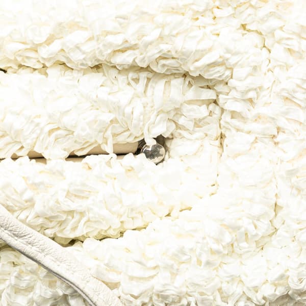Pre-owned Bottega Veneta Boucle Raffia The Mini Pouch White