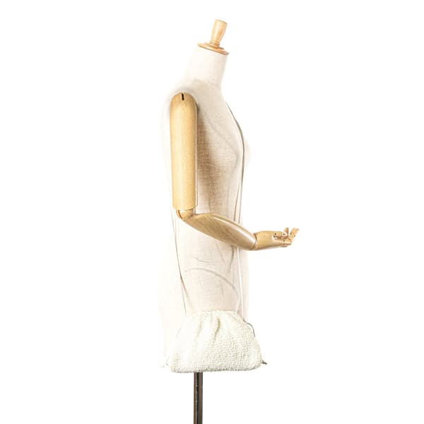 Pre-owned Bottega Veneta Boucle Raffia The Mini Pouch White