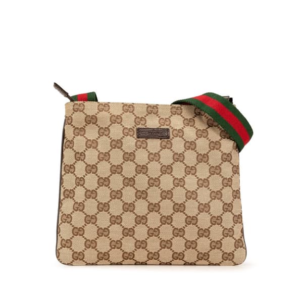Pre-owned Gucci GG Canvas Web Crossbody Brown