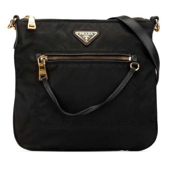 Pre-owned Prada Tessuto Zip Top Crossbody Black