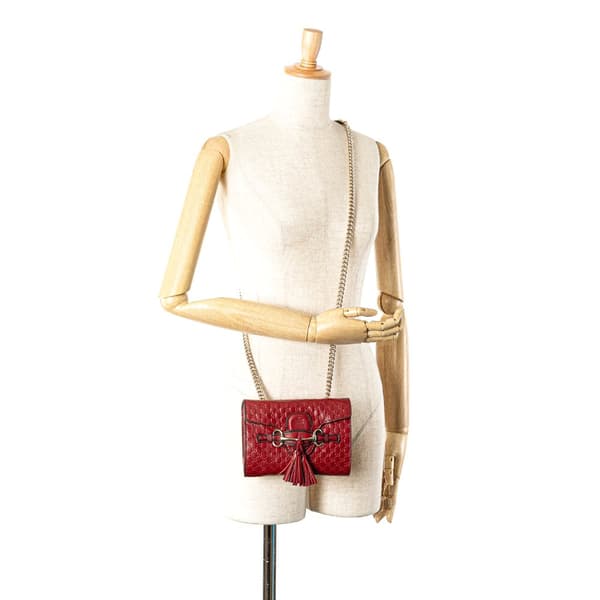 Pre-owned Gucci Mini Microguccissima Emily Crossbody Red