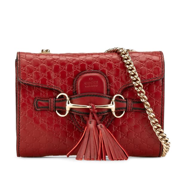 Pre-owned Gucci Mini Microguccissima Emily Crossbody Red