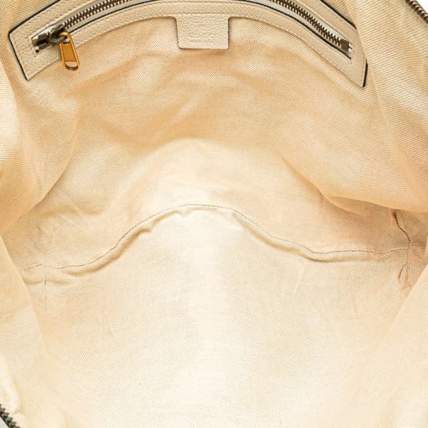 Pre-owned Gucci Leather Logo Half Moon Crossbody White