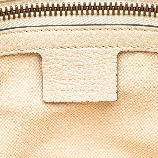 Pre-owned Gucci Leather Logo Half Moon Crossbody White