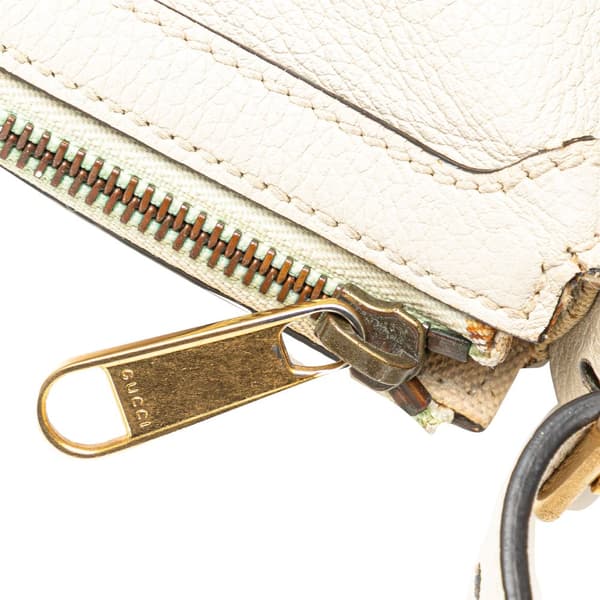 Pre-owned Gucci Leather Logo Half Moon Crossbody White