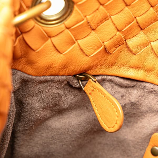 Pre-owned Bottega Veneta Leather Intrecciato Crossbody Orange