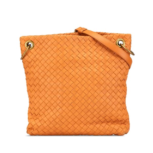 Pre-owned Bottega Veneta Leather Intrecciato Crossbody Orange