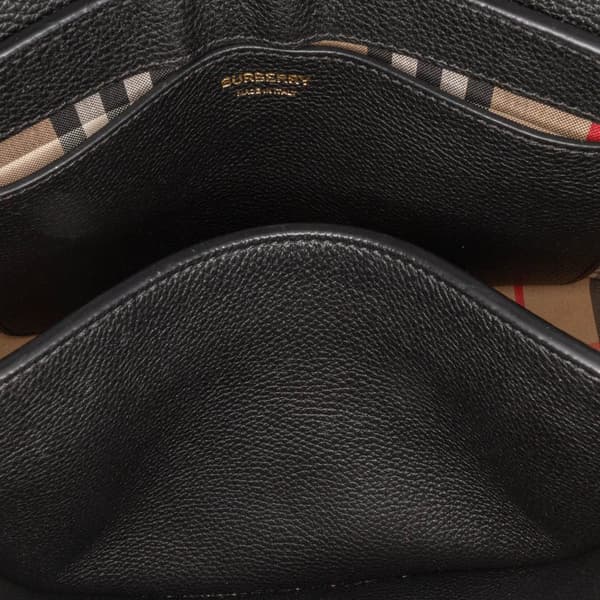 Pre-owned Burberry House Check Canvas and Leather Note Crossbody Black