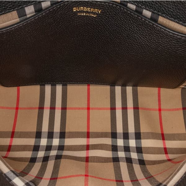 Pre-owned Burberry House Check Canvas and Leather Note Crossbody Black