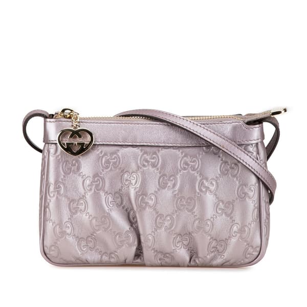Pre-owned Gucci Small Metallic Guccissima Lovely Crossbody Purple