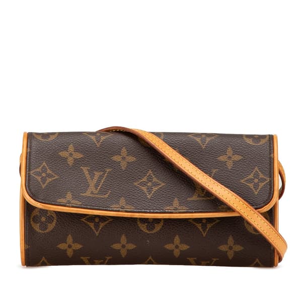 Pre-owned Louis Vuitton Monogram Pochette Twin PM Brown