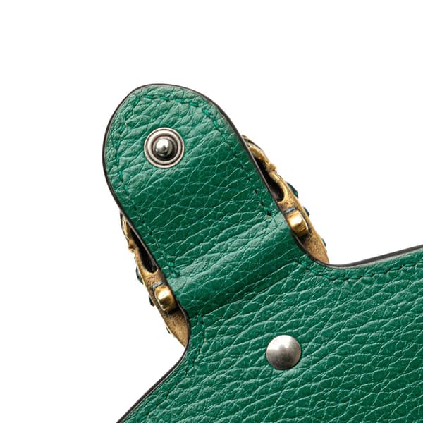 Pre-owned Gucci Mini Leather Dionysus Wallet on Chain Green