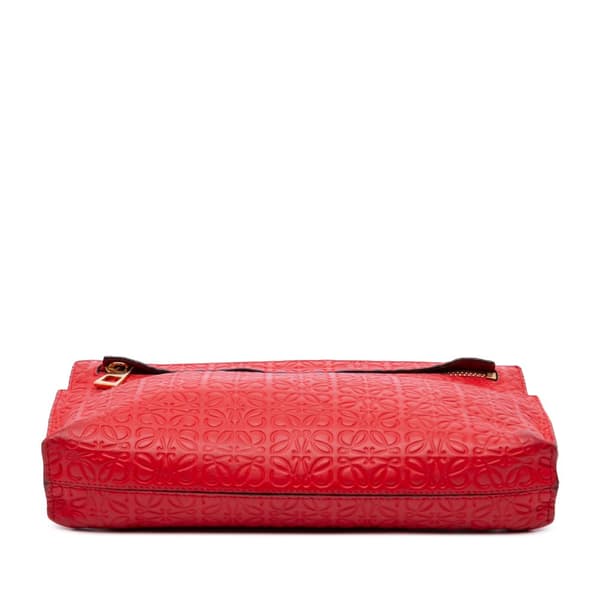 Pre-owned LOEWE Mini Anagram Embossed Leather Repeat T Crossbody Red