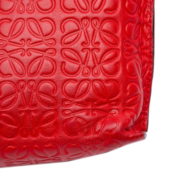 Pre-owned LOEWE Mini Anagram Embossed Leather Repeat T Crossbody Red