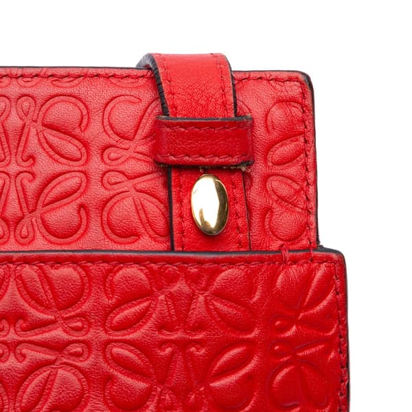 Pre-owned LOEWE Mini Anagram Embossed Leather Repeat T Crossbody Red