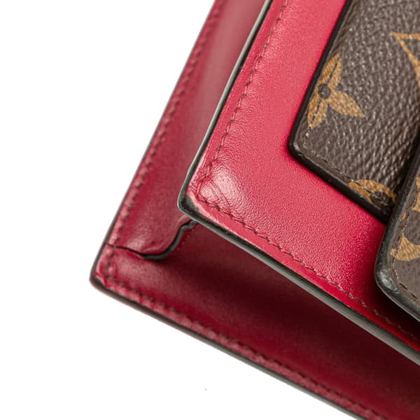 Pre-owned Louis Vuitton Monogram Flore Wallet On Chain Brown