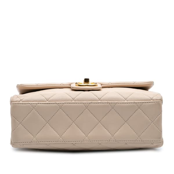 Pre-owned Chanel Quilted Lambskin Chaine Lettre Square Flap Brown