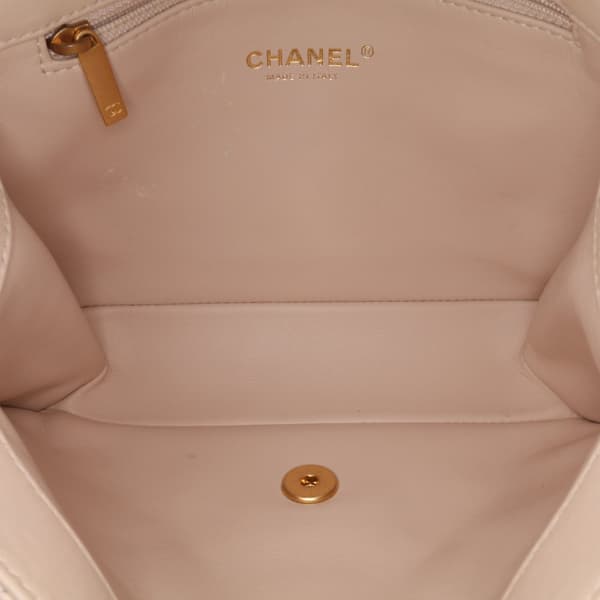 Pre-owned Chanel Quilted Lambskin Chaine Lettre Square Flap Brown