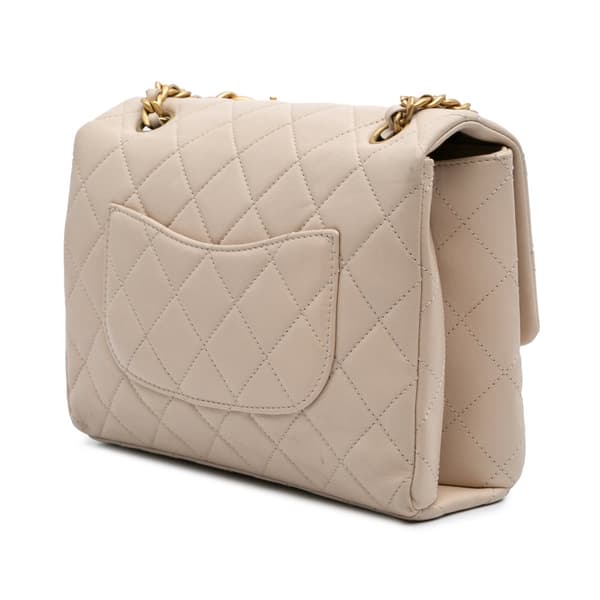 Pre-owned Chanel Quilted Lambskin Chaine Lettre Square Flap Brown