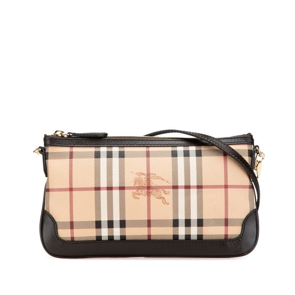 Pre-owned Burberry Haymarket Check Coated Canvas Crossbody Brown