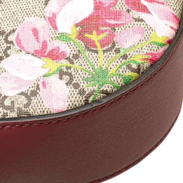 Pre-owned Gucci Mini GG Supreme Blooms Chain Crossbody Brown
