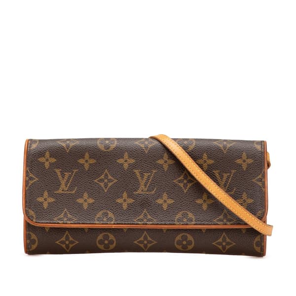 Pre-owned Louis Vuitton Monogram Pochette Twin GM Brown