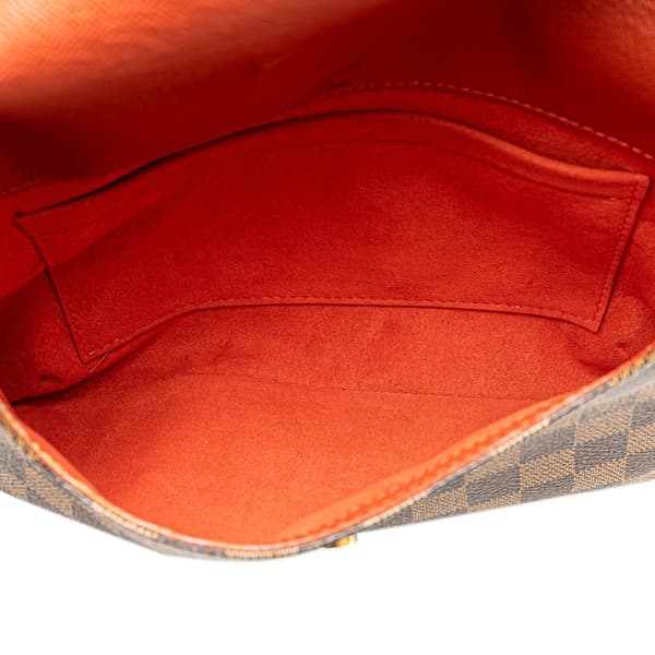 Pre-owned Louis Vuitton Damier Ebene Musette Tango Long Strap Brown