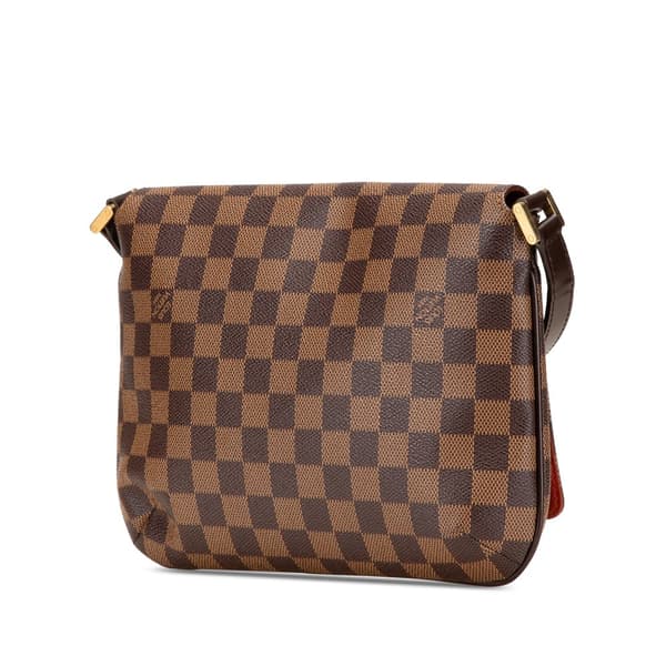 Pre-owned Louis Vuitton Damier Ebene Musette Tango Long Strap Brown