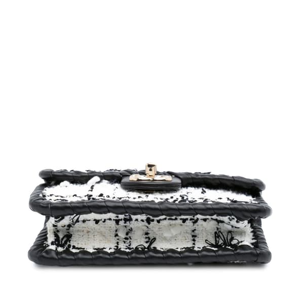 Pre-owned Chanel Mini Tweed My Own Frame Flap White