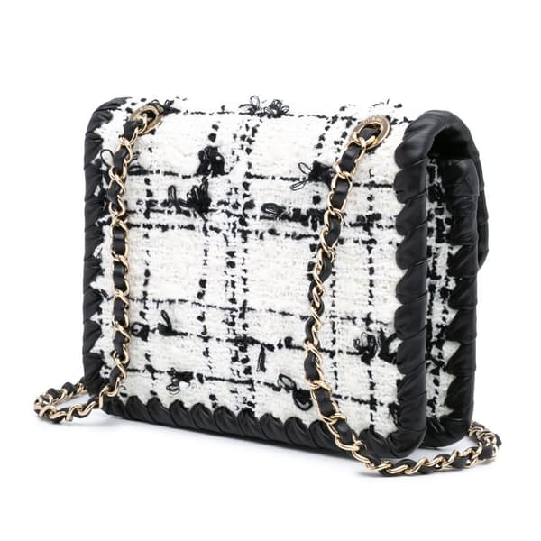 Pre-owned Chanel Mini Tweed My Own Frame Flap White