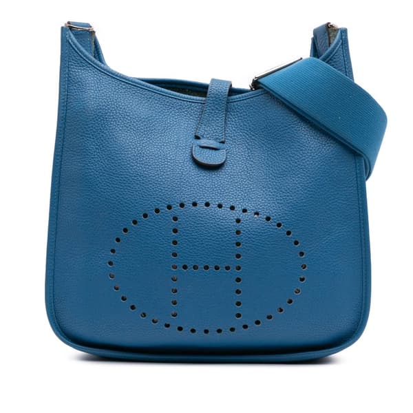 Pre-owned Hermès Clemence Evelyne III GM Blue