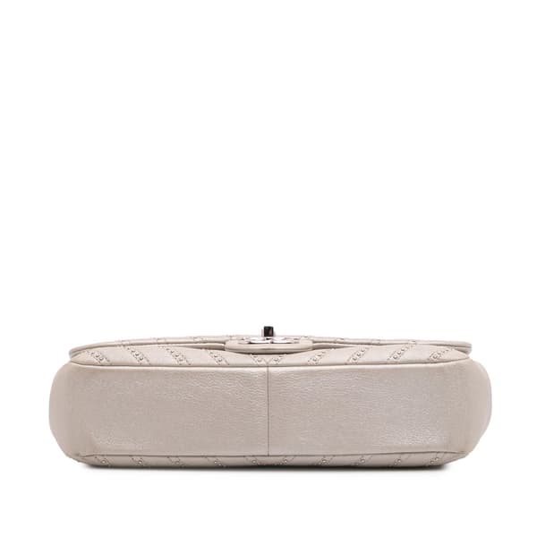 Pre-owned Chanel Medium Chevron Calfskin Stud Wars Flap Silver