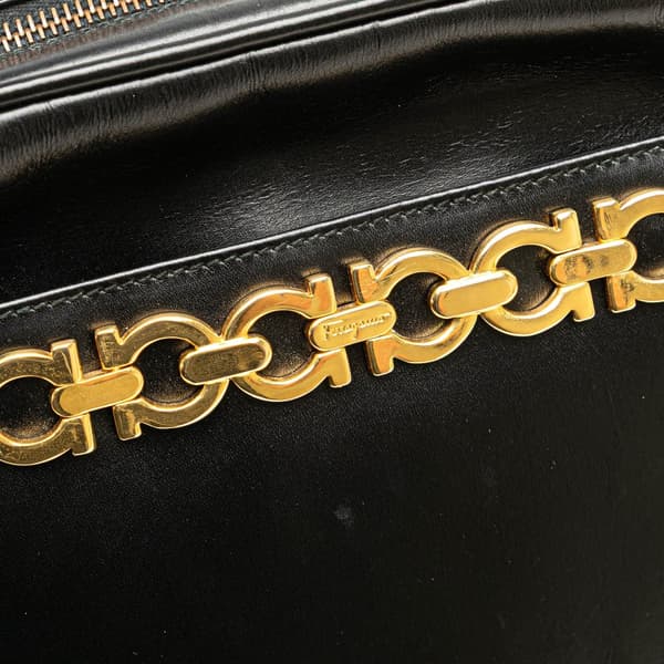 Pre-owned Ferragamo Leather Gancini Crossbody Black