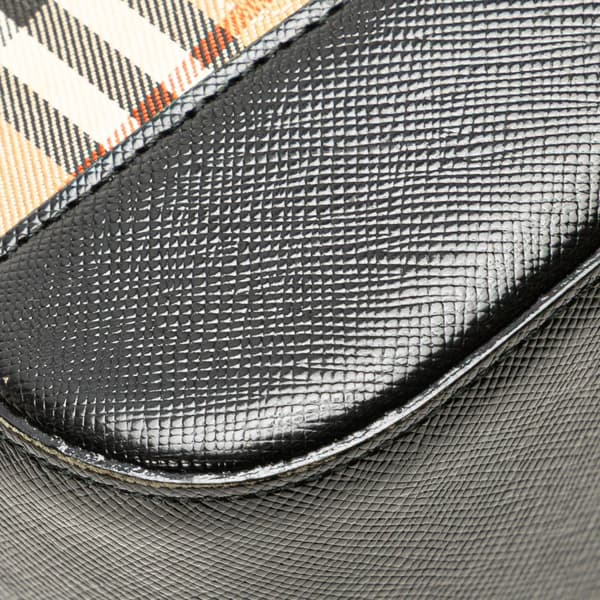 Pre-owned Burberry Haymarket Check Canvas Crossbody Brown