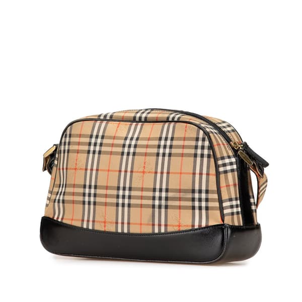 Pre-owned Burberry Haymarket Check Canvas Crossbody Brown