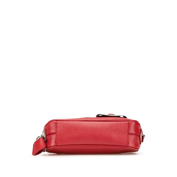 Pre-owned Prada Saffiano Buckle Camera Bag Red