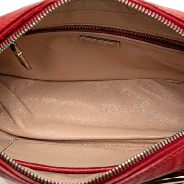 Pre-owned Prada Saffiano Buckle Camera Bag Red