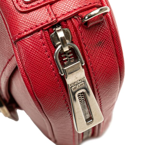 Pre-owned Prada Saffiano Buckle Camera Bag Red