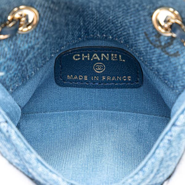 Pre-owned Chanel Mini Denim Mood Clutch with Chain Blue